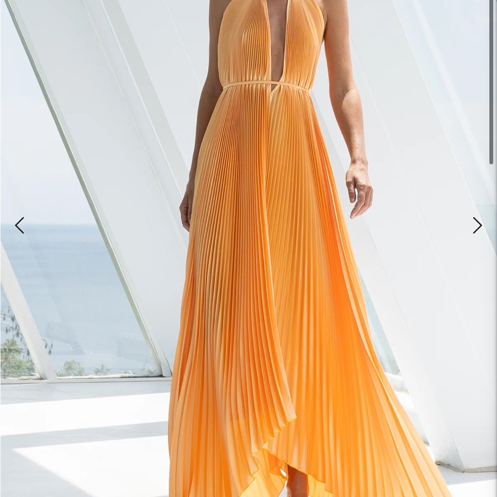 Chic Backless Orange Pleated Dress